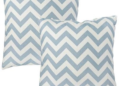 Set of 2 Blue Zig Zag Toss Pillows