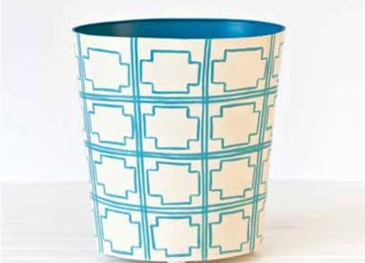 Oval Wastebasket Cream & Turquoise