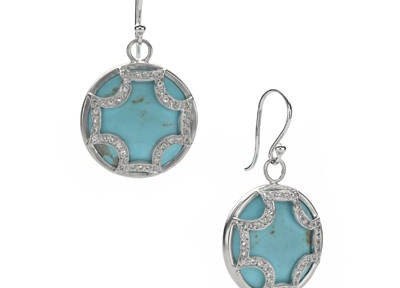 Silver Maltese Overlay Earrings in Turquoise