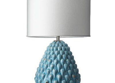 Marine Magnolia Ceramic Lamp with White Fabric Shade