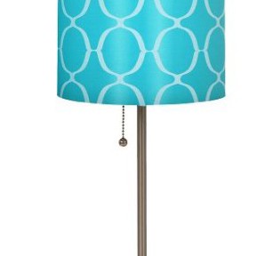 Teal/White Scren Print Shade Stick Lamp