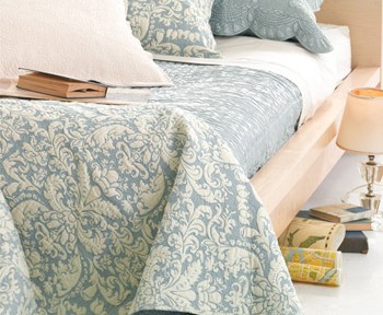 Pine Cone Hill Grace Damask Dusty Blue Quilt