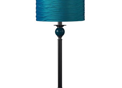 Metal One-Light Buffet Lamp with Turquoise Pleated Shade