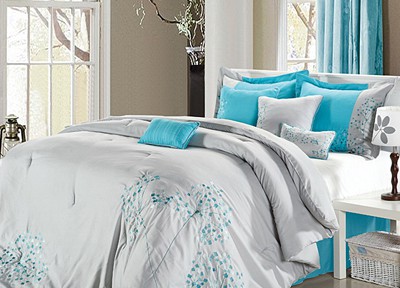 Grey/Blue 8-piece Comforter Set