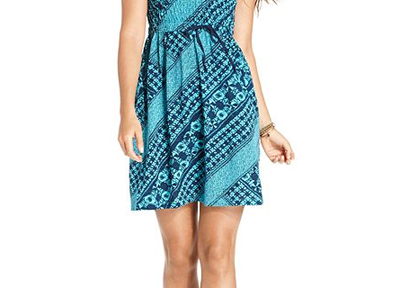 DKNY Jeans Sleeveless Batik-Print A-Line Drawstring-Waist Dress