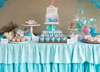 Blue Ombre Ruffle Tablecloth