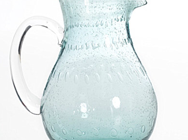 Summer Oasis Blue Bubble Glass Pitcher