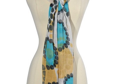 Geometric Brights Teal and Yellow Circle Scarf