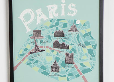 Framed Paris Map Wall Art