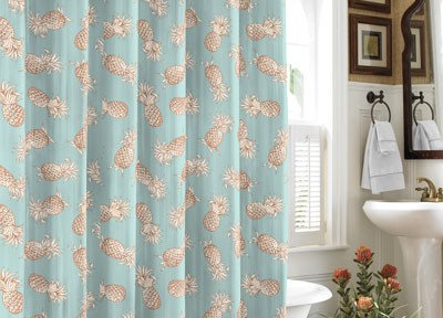 Tommy Bahama Pineapple Island Blue Shower Curtain