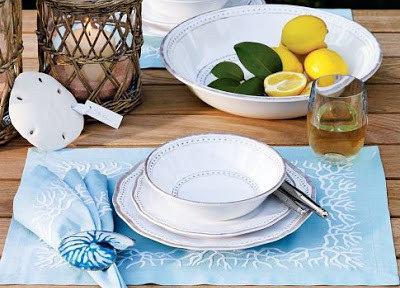 Turquoise Coral Embroidered Place Mats – Set of 4