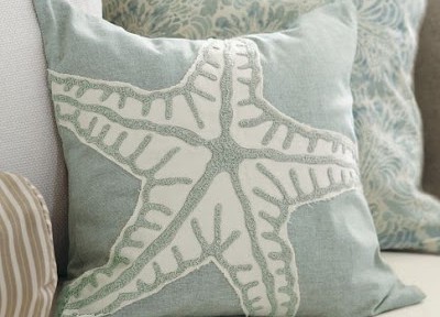 Starfish Embroidered Pillow Cover