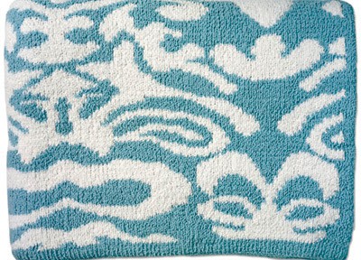 Kashwere Damask Throw Tender Blue and Creme