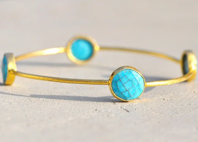 Hot Rocks Vermeil Bangle Turquoise