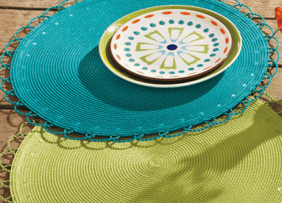 Chelsea Round Woven Teal Placemat – Set of 6 by tag