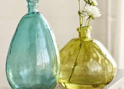 Aqua and Citrine Balloon Vases