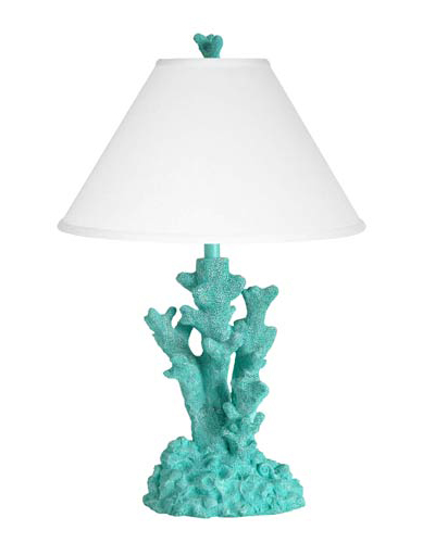 Coastal Cottage Coral Teal Table Lamp