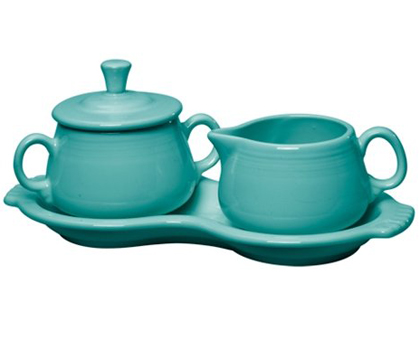 Fiesta Turquoise Sugar & Creamer with Tray