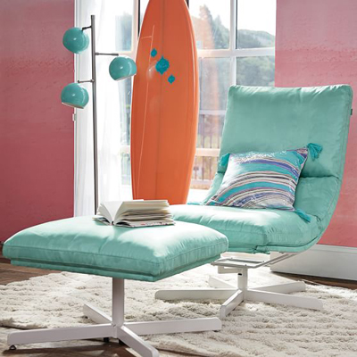 Suede Maverick Swivel Lounge Chair & Ottoman