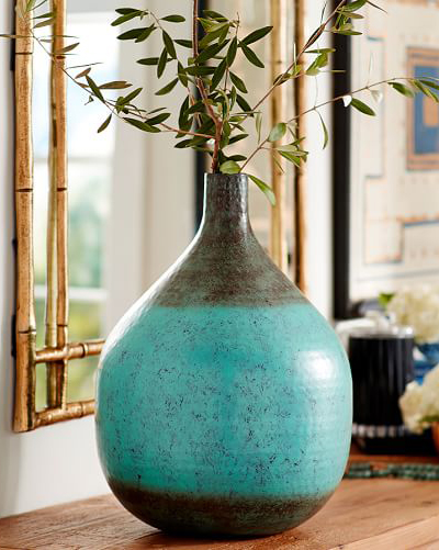 Aqua Hammered Vase