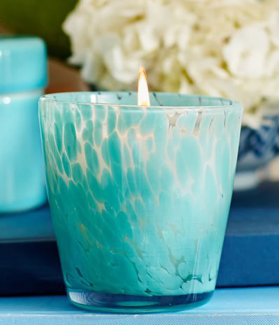 Aqua Spotted Scented Candle Pot