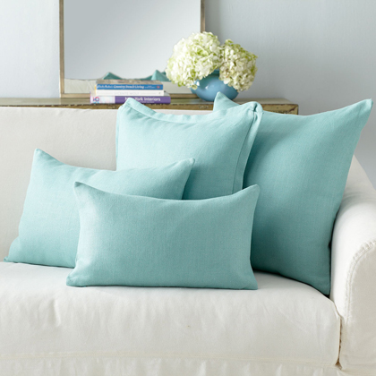 Aqua Linen Pillow Cover