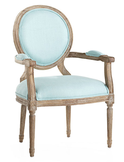 Aqua Louis XVI End Chair