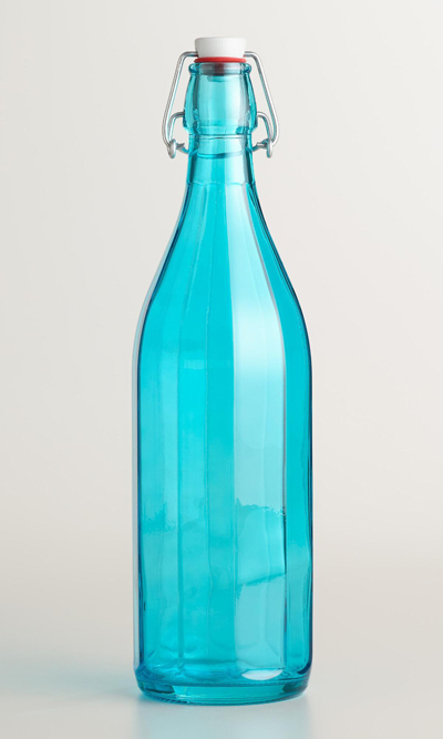 Aqua Glass Bottle with Clamp Lid