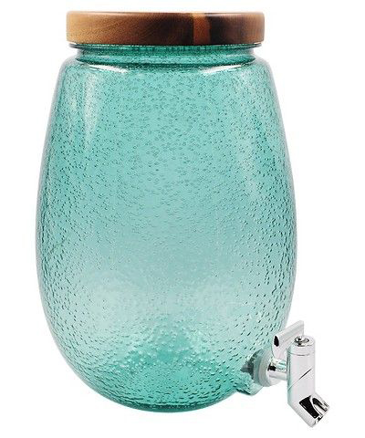 Seeded Plastic Beverage Dispenser with Wood Top