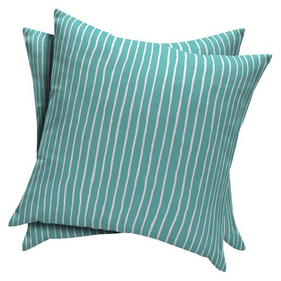 Turquoise Stripe 2-Piece Outdoor Toss Pillow Set