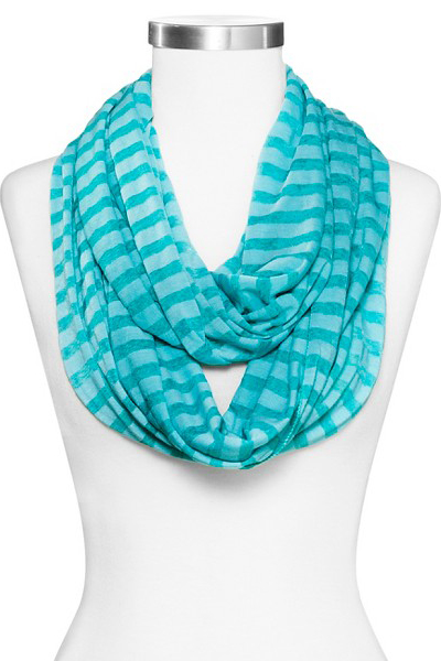 Turquoise Striped Infinity Scarf