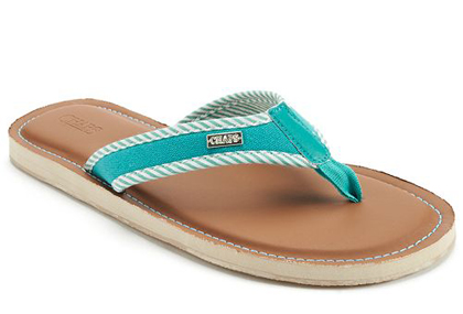 Chaps Turquoise Striped Flip-Flops