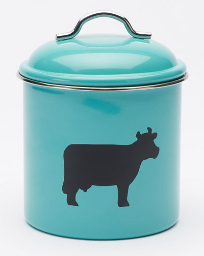 Turquoise Cow Canister