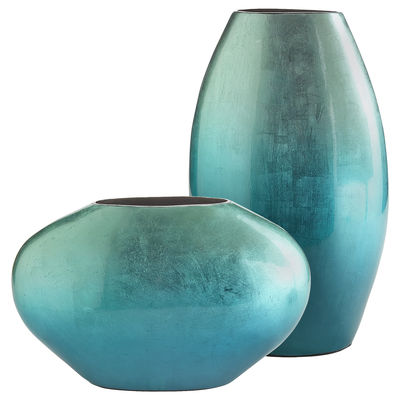 Turquoise Metallic Oval Vases