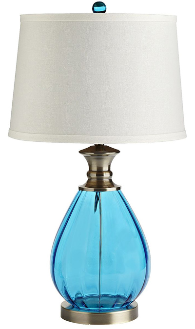 Turquoise Optic Glass Lamp