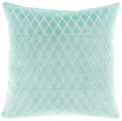 Turquoise Scalloped Diamond Pillow