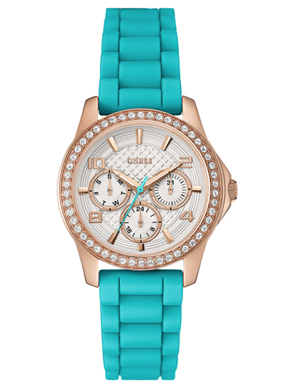 Turquoise and Rose Gold-Tone Polished Glamour Watch