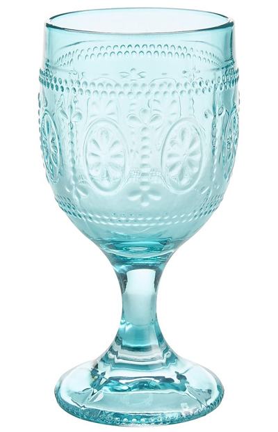 Clara Pressed Blue Glass Goblet