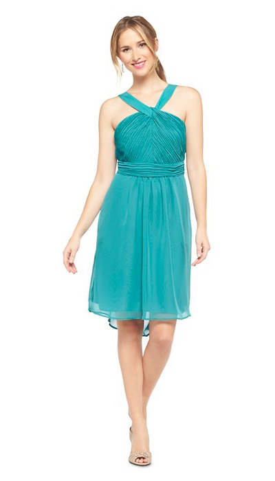 Turquoise Halter Neck Chiffon Dress