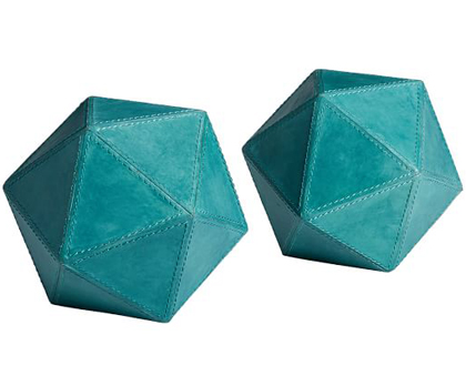 Leather Triangle Orb Bookends