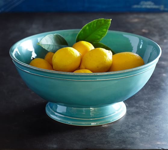 Turquoise Cambria Footed Serve Bowl