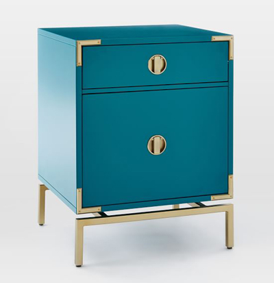 Blue Teal Malone Campaign Nightstand