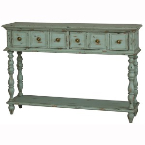Hand Painted Distressed Turquoise Finish Console Table – Everything ...