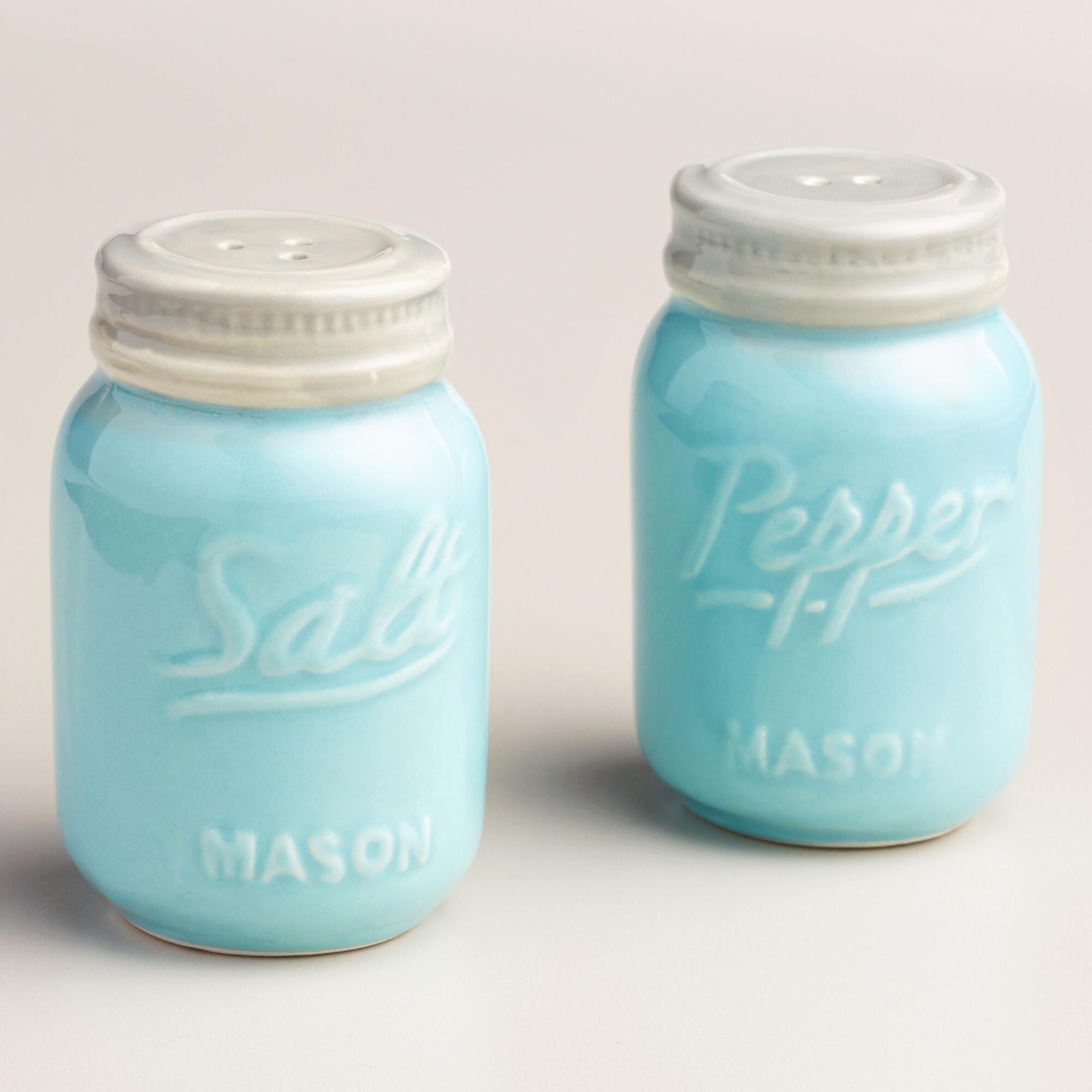 Blue Mason Jar Salt and Pepper Shaker