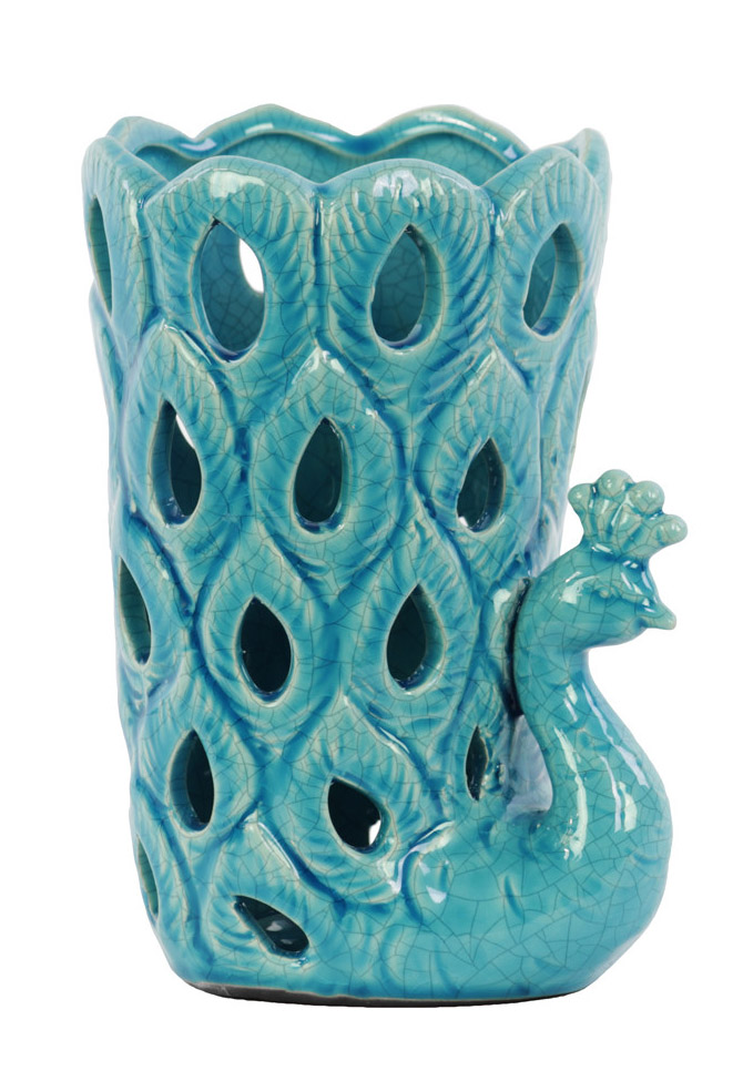 Turquoise Ceramic Peacock