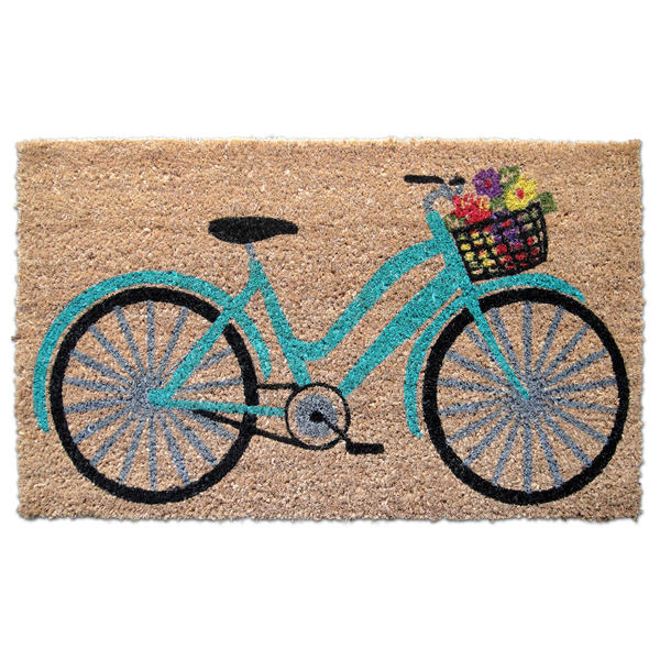 Teal Floral Bicycle Doormat