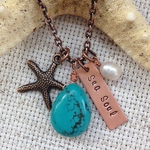 Turquoise Sea Soul Necklace With Charms