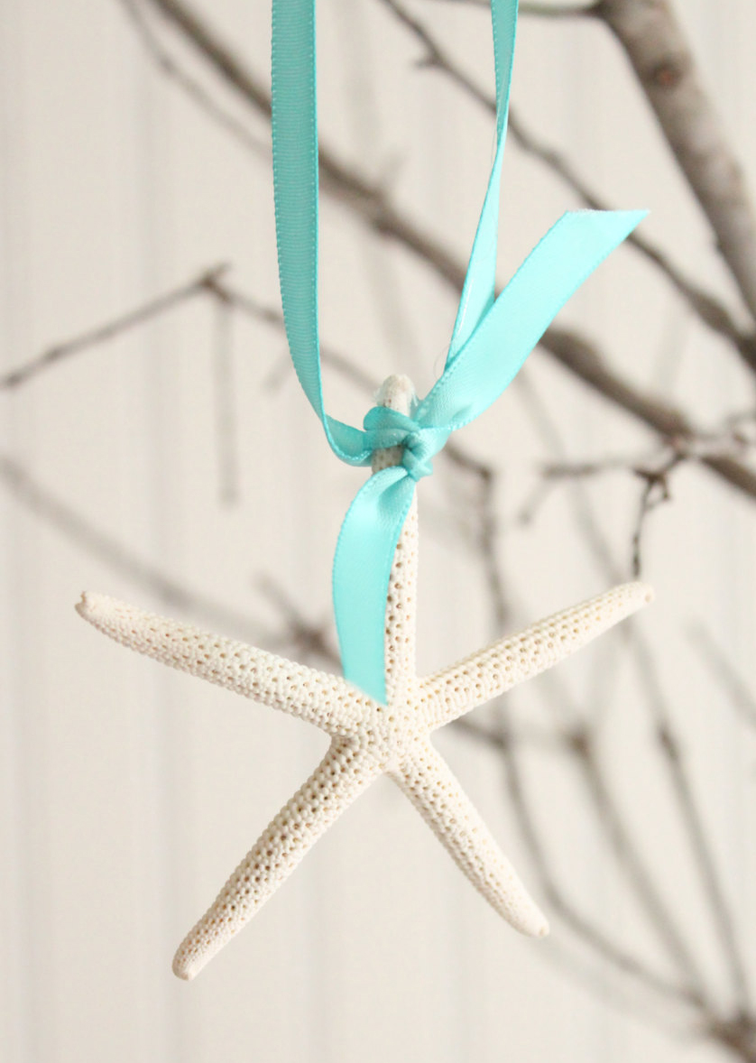 Starfish Ribbon Ornaments- Set of Four