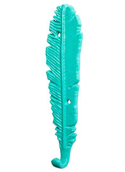Teal Feather Wall Hook