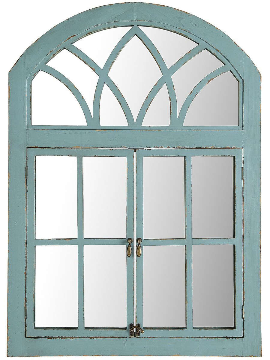 Turquoise Garden Window Mirror